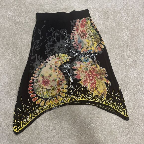 Desigual Beaded and Embroidered Floral Crochet Asymmetrical skirt size L - Picture 3 of 7